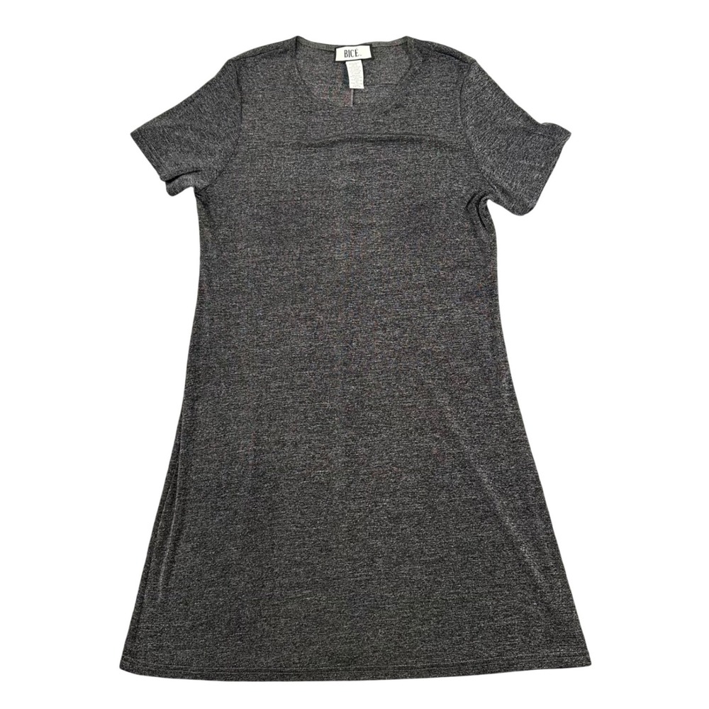 Vintage 90s Bice Dress Womens Large Relaxed A-Line Charcoal Gray Stretch